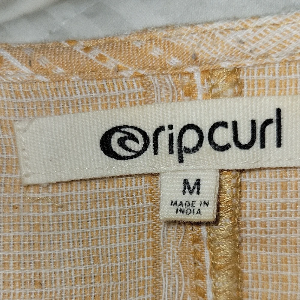 Rip Curl Cream and Gold Sun Dress Button Down Straps Sz MD $12 Price Drop $10 - Picture 2 of 7